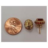 Gold-Tone Sterling Silver Red Gemstone Stud Earrings