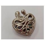 Sterling Silver Heart Pendant with Miniature CZ or Glass Gemstones
