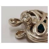 Sterling Silver Heart Pendant with Miniature CZ or Glass Gemstones