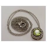 Sterling Silver Necklace with Green Gemstone