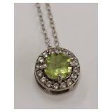 Sterling Silver Necklace with Green Gemstone