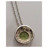Sterling Silver Necklace with Green Gemstone