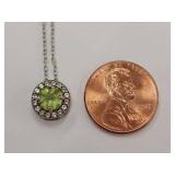 Sterling Silver Necklace with Green Gemstone