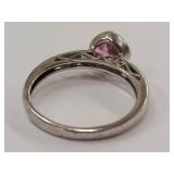 Sterling Silver Ring with Pink Cushion Gemstone