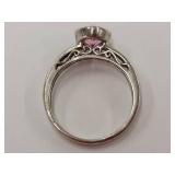 Sterling Silver Ring with Pink Cushion Gemstone