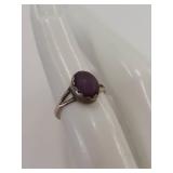 Vintage Sterling Silver Ring with Purple Stone