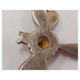 Sterling Silver Dragonfly Earrings with Amber Stones