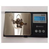 Sterling Silver Dragonfly Earrings with Amber Stones