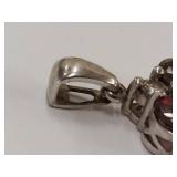 Sterling Silver Key Pendant with Red Gemstones