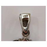 Sterling Silver Key Pendant with Red Gemstones