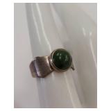 Vintage Sterling Silver Ring with Green Stone