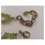 Sterling Silver Peridot Chip Necklace with Green Stone Pendant