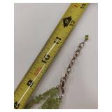 Sterling Silver Peridot Chip Necklace with Green Stone Pendant