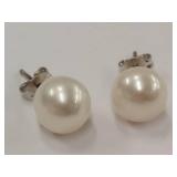 Sterling Silver Pearl Stud Earrings 925