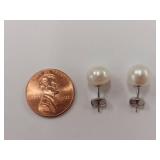 Sterling Silver Pearl Stud Earrings 925