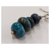 Sterling Silver Blue Bead Dangle Earrings