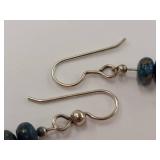 Sterling Silver Blue Bead Dangle Earrings