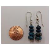 Sterling Silver Blue Bead Dangle Earrings