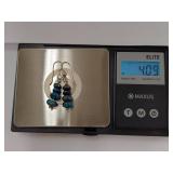 Sterling Silver Blue Bead Dangle Earrings