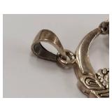 Sterling Silver Fairy Pendant on Crescent Moon