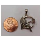Sterling Silver Fairy Pendant on Crescent Moon