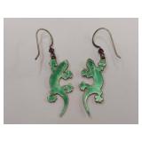 Sterling Silver Lizard Earrings with Enamel 925