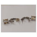 Elegant Sterling Silver Earrings with Yellow Gemstones