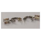 Elegant Sterling Silver Earrings with Yellow Gemstones