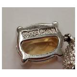 Elegant Sterling Silver Earrings with Yellow Gemstones