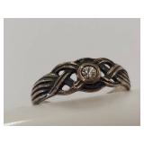 Vintage Sterling Silver Gemstone Braided Open Ring