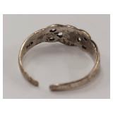 Vintage Sterling Silver Gemstone Braided Open Ring