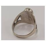 Elegant Sterling Silver Ring with Oval Red Stone