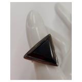 Sterling Silver Ring with Triangular Black Stone