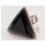 Sterling Silver Ring with Triangular Black Stone