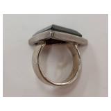 Sterling Silver Ring with Triangular Black Stone