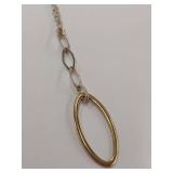 Elegant Sterling Silver Chain with Gold-Plated Oval Pendant