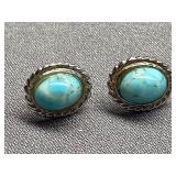 Vintage Sterling Silver 925 Turquoise Screw Back Earrings