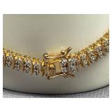 Gold-Plated Cubic Zirconia Sterling Silver Bracelet 925