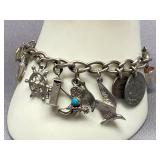 Vintage Nautical Charm Bracelet with Turquoise Accent & some Sterling 925