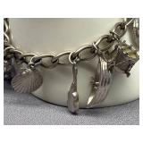 Vintage Nautical Charm Bracelet with Turquoise Accent & some Sterling 925