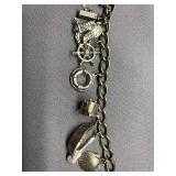 Vintage Nautical Charm Bracelet with Turquoise Accent & some Sterling 925