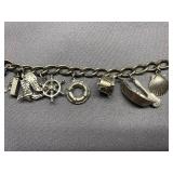 Vintage Nautical Charm Bracelet with Turquoise Accent & some Sterling 925