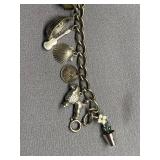 Vintage Nautical Charm Bracelet with Turquoise Accent & some Sterling 925