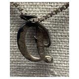 Sterling Silver 925 Necklace with D Pendant