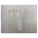Assorted Signed Gold tone, Silver tone & faux Pearl Necklaces