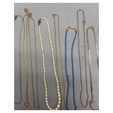 Assorted Signed Gold tone, Silver tone & faux Pearl Necklaces