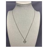 Sterling Silver 925 Heart Pearl Necklace Pendant Chain