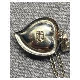 Sterling Silver 925 Heart Pearl Necklace Pendant Chain