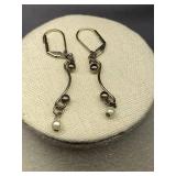 Vintage Sterling Silver 925 Pearl Necklace and Earrings Set