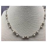 Vintage Sterling Silver 925 Pearl Necklace and Earrings Set